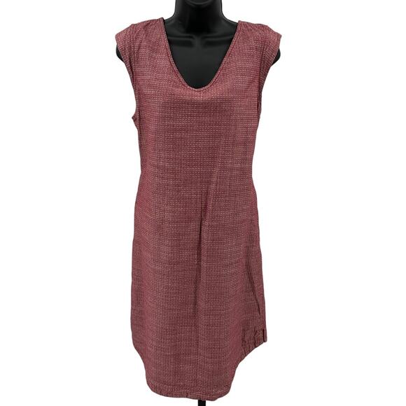 Columbia Dress Womens L Red Marled Waist Tie V-Neck Cap Sleeve Side Slit Casual - Picture 1 of 9